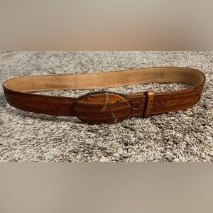 Vintage Tony Lama Men’s Buckle Belt 36 Brown Ostrich Skin Western Cowboy USA